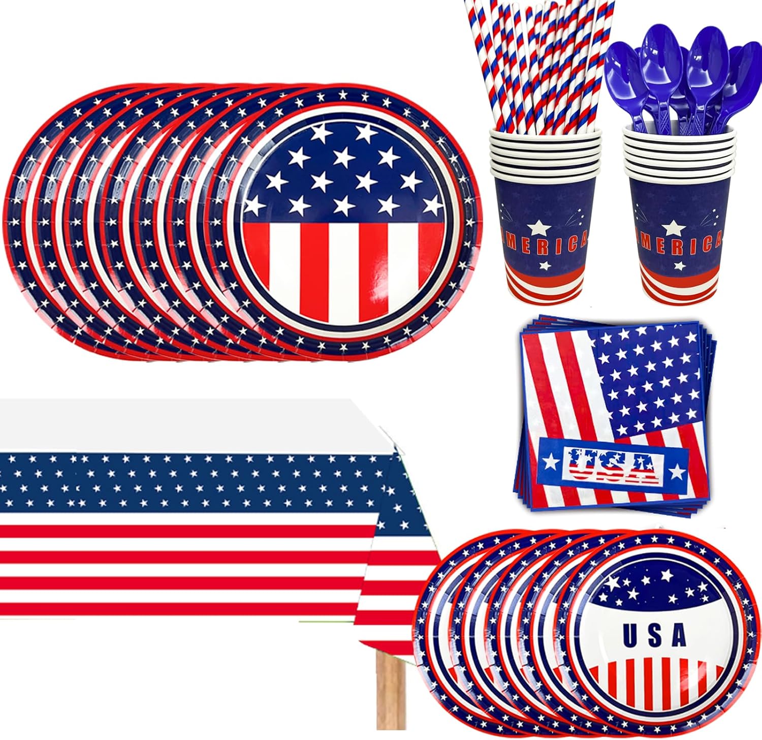4th of July Patriotic Party Supplies Set 193 pcs