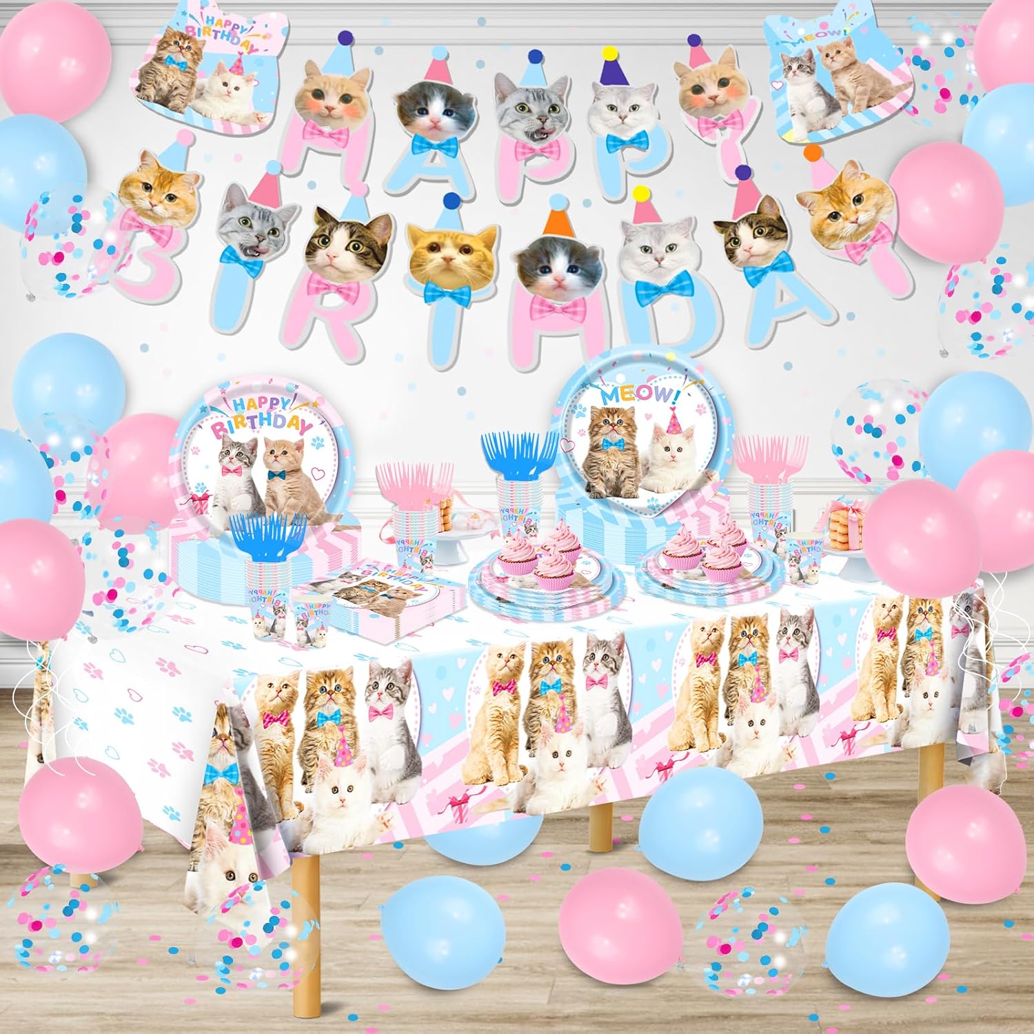 Cat Birthday Decorations 146Pcs Party Supplies Set
