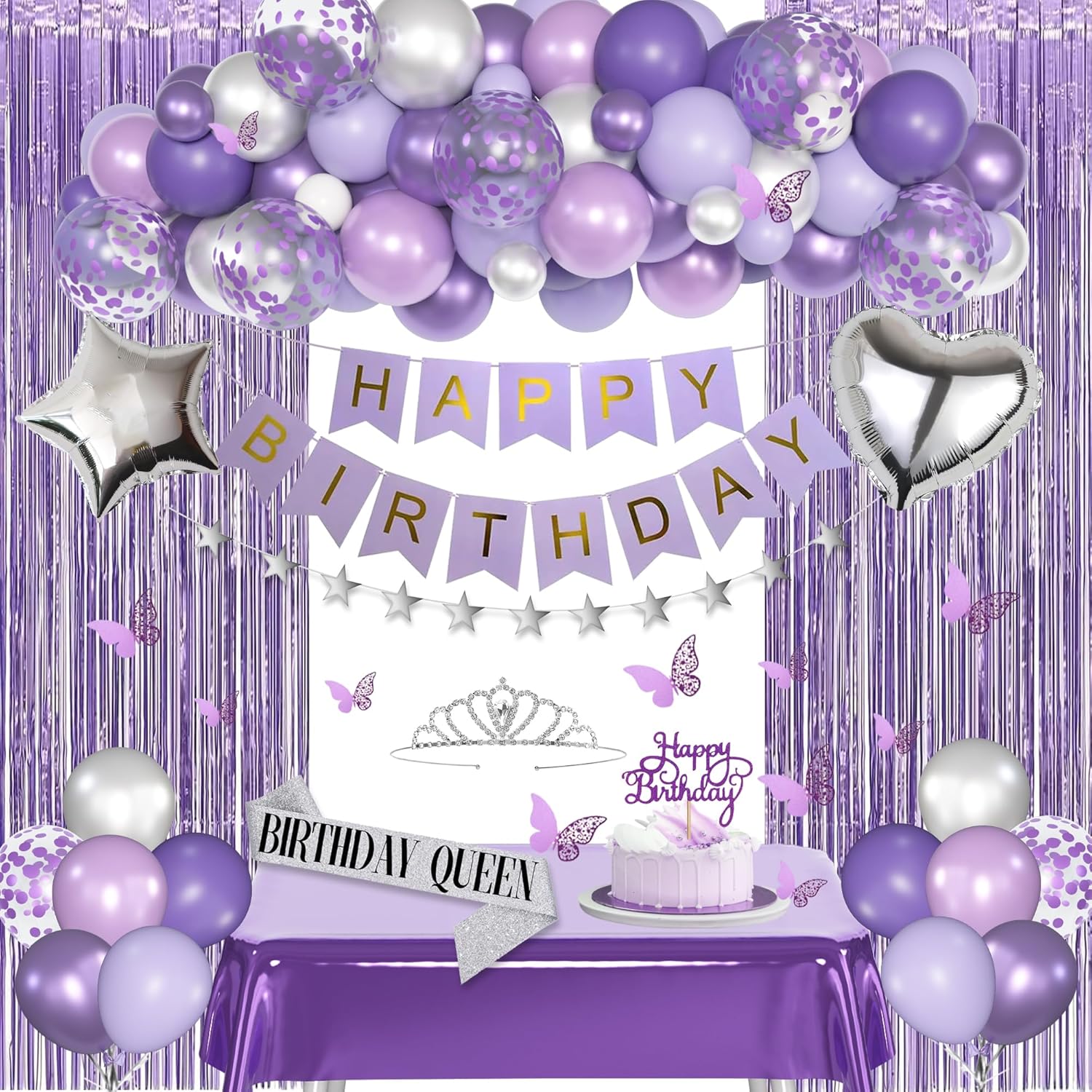 Lavender Purple Birthday Decorations for Women Girls