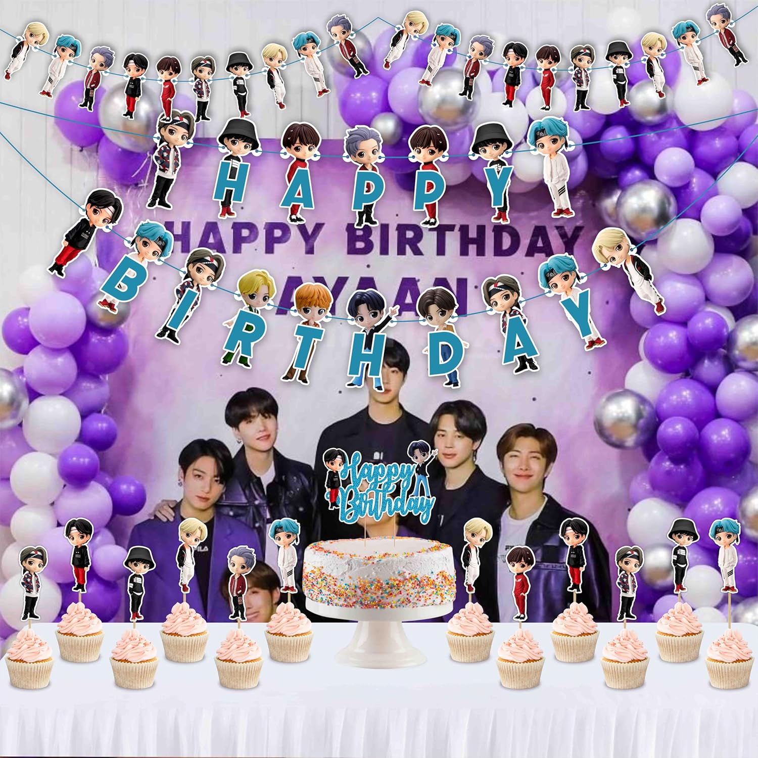Seyal Tiny Tan BTS Theme Birthday Decorations