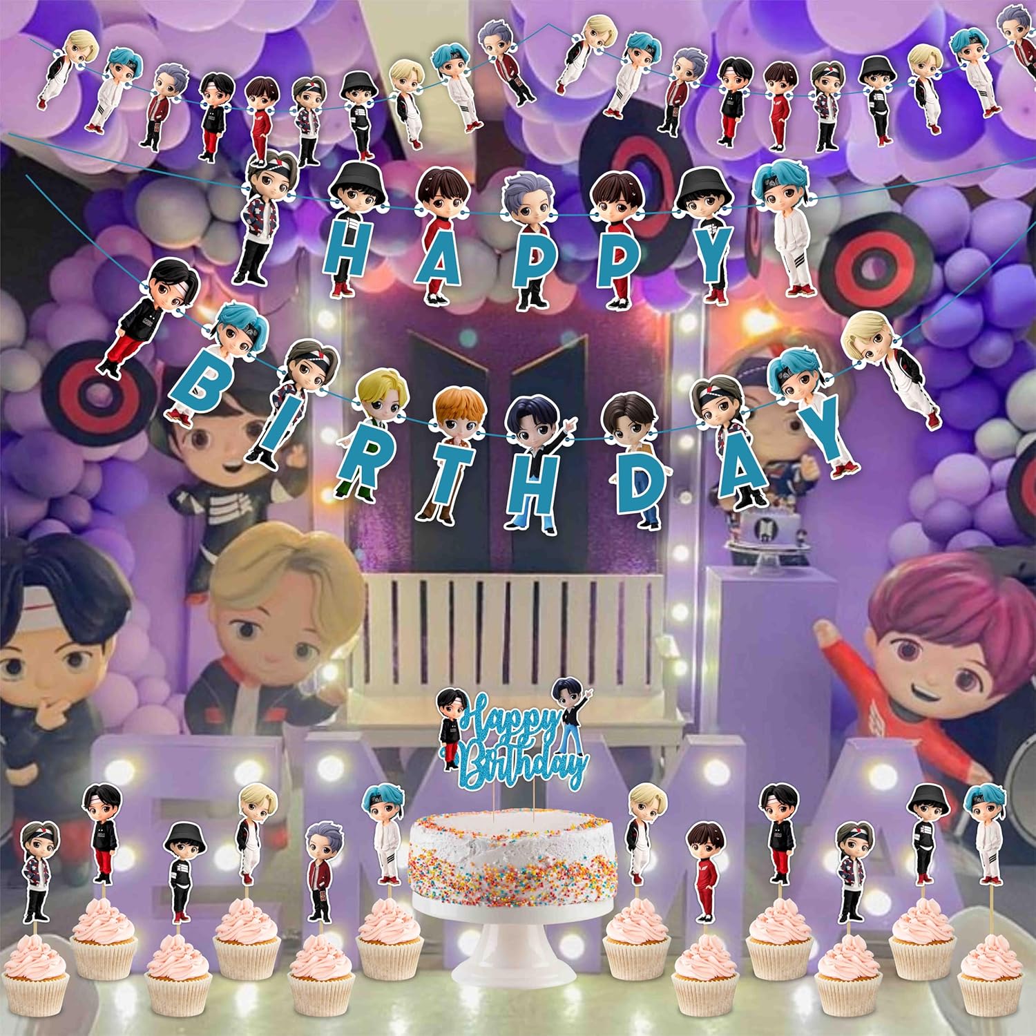 Seyal Tiny Tan BTS Theme Birthday Decorations