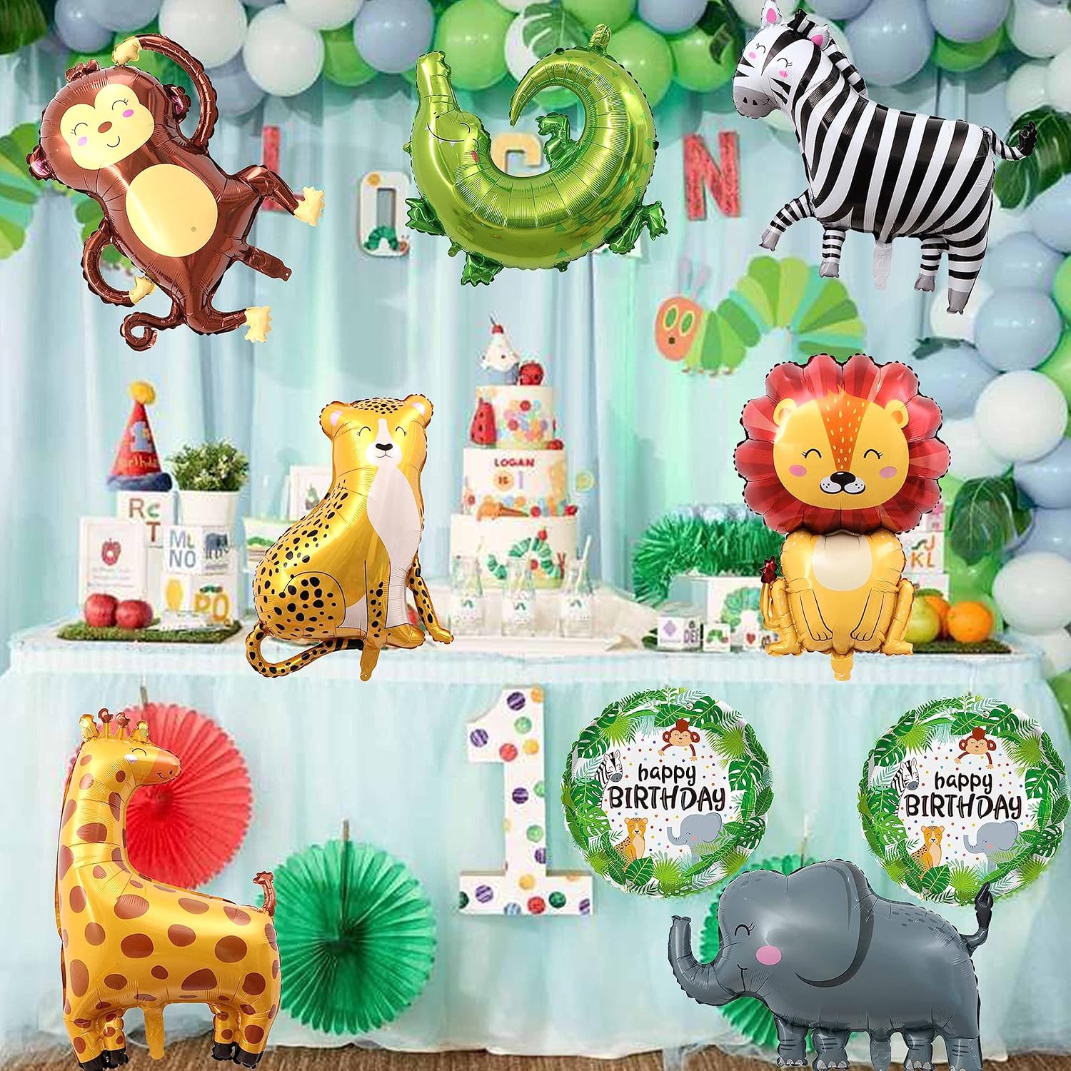 TUWUNA 9Pcs Safari Jungle Animal Balloons Set