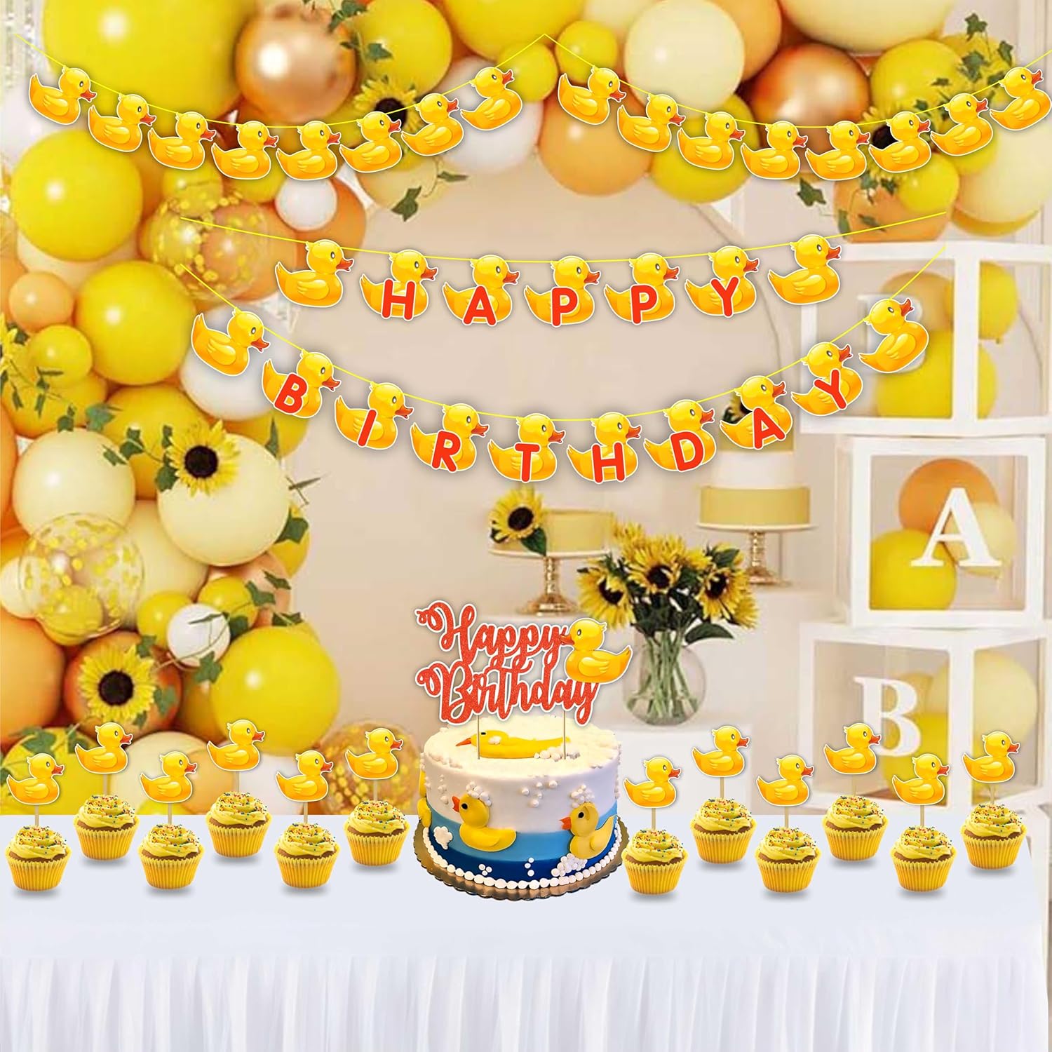 Seyal Cartoon Duck Theme Birthday Party Decorations Set