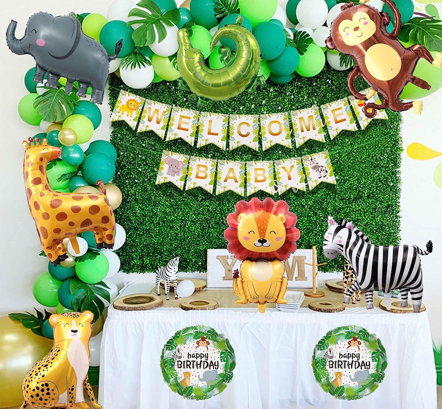 TUWUNA 9Pcs Safari Jungle Animal Balloons Set