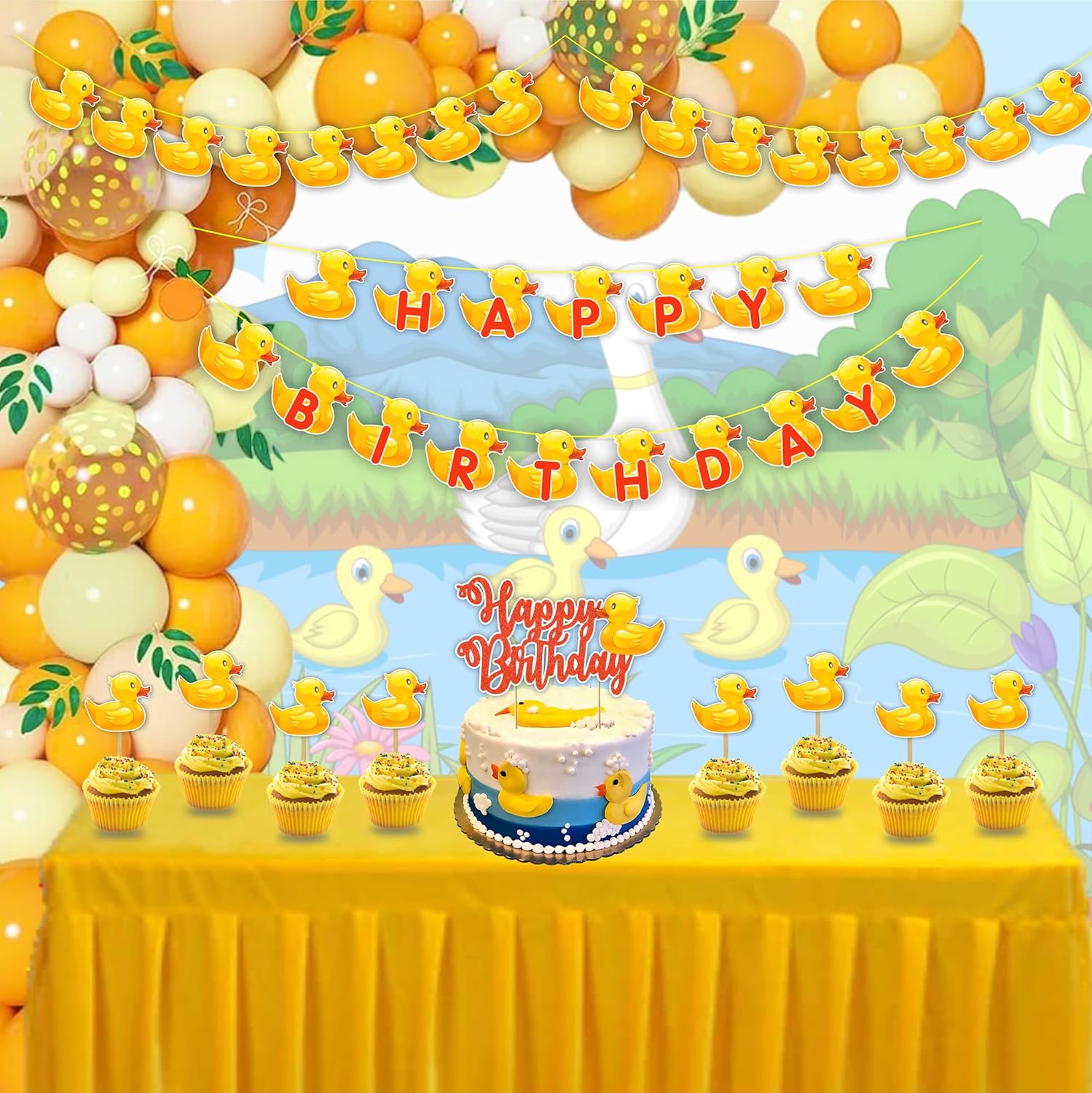 Seyal Cartoon Duck Theme Birthday Party Decorations Set
