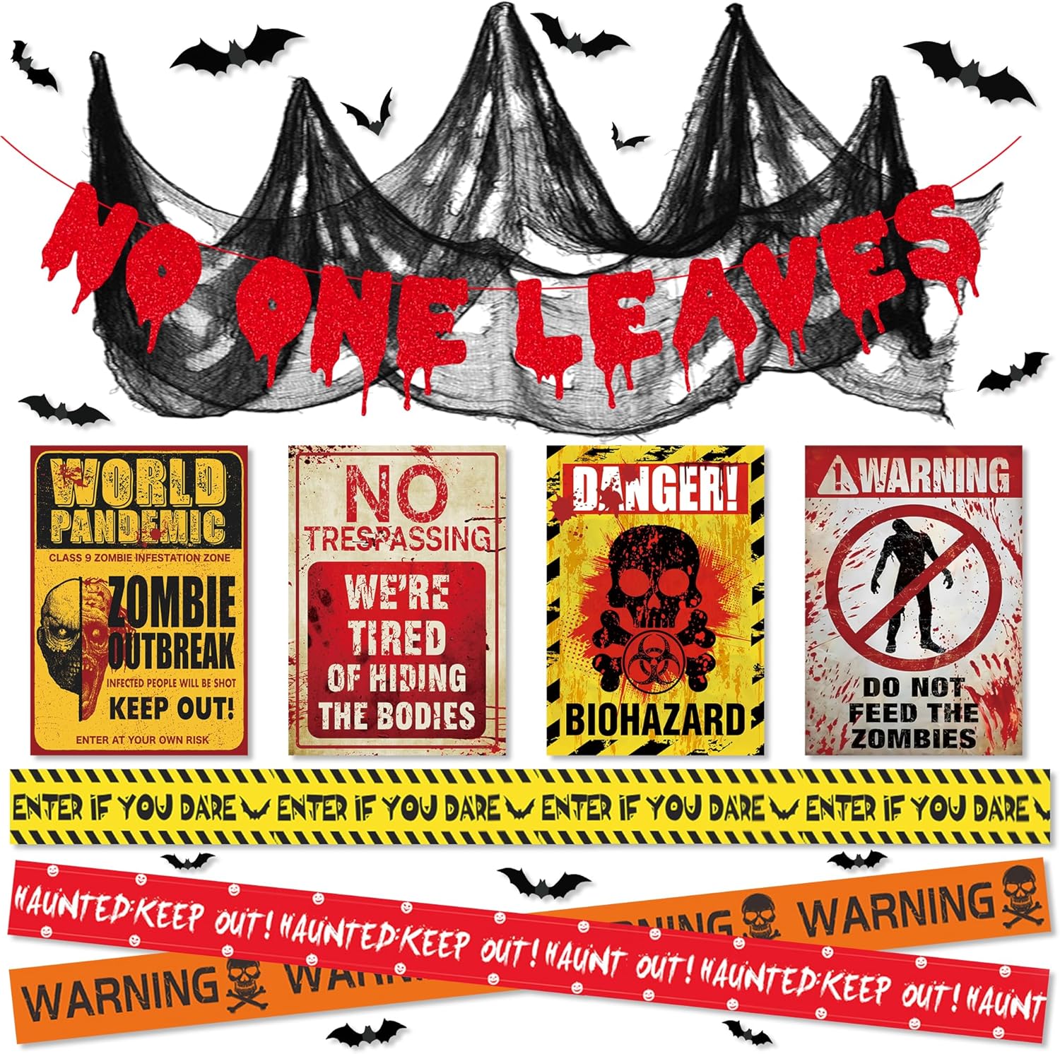Roetyce Halloween Decorations Kit with Banners and Stickers