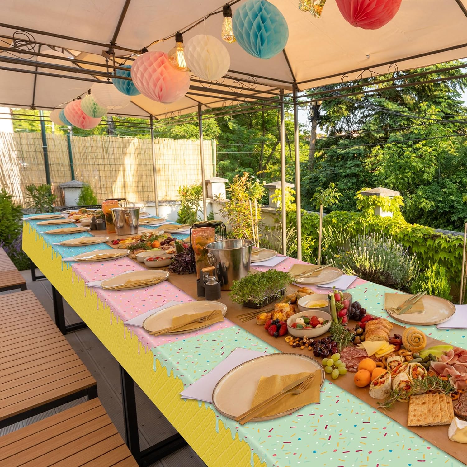 3 Pack Ice Cream Themed Tablecovers for Parties
