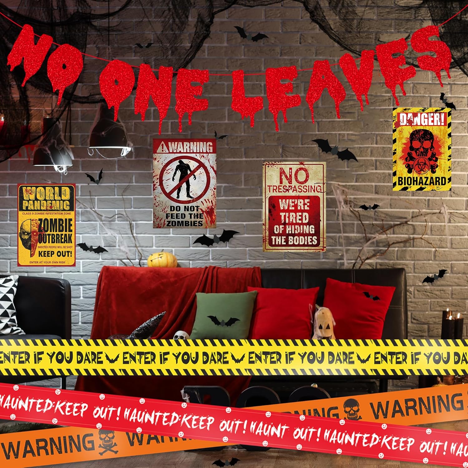 Roetyce Halloween Decorations Kit with Banners and Stickers