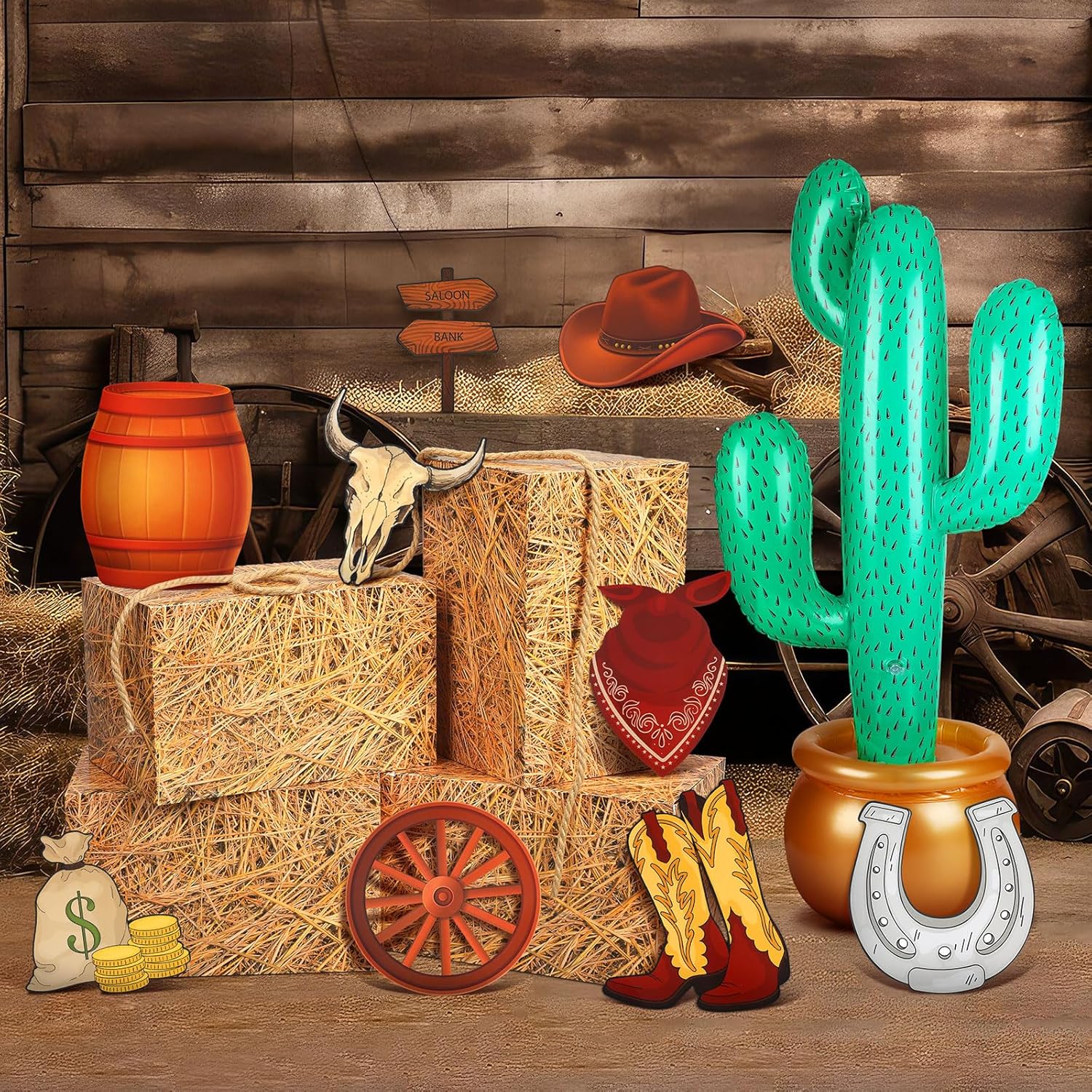 14 Pcs Western Cowboy Party Decorations Set