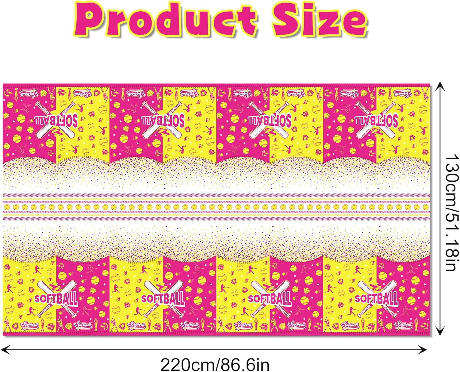 3 Pcs Softball Pattern Tablecloth for Parties