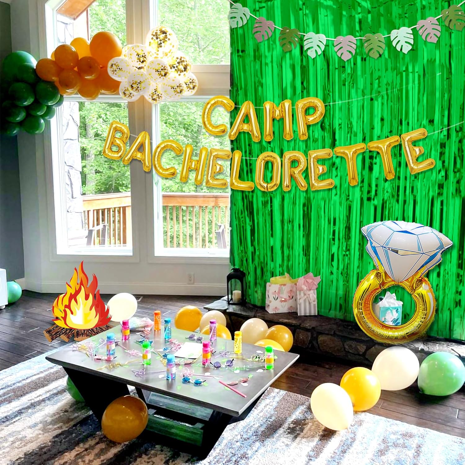 Gold Camp Bachelorette Balloons and Decorations