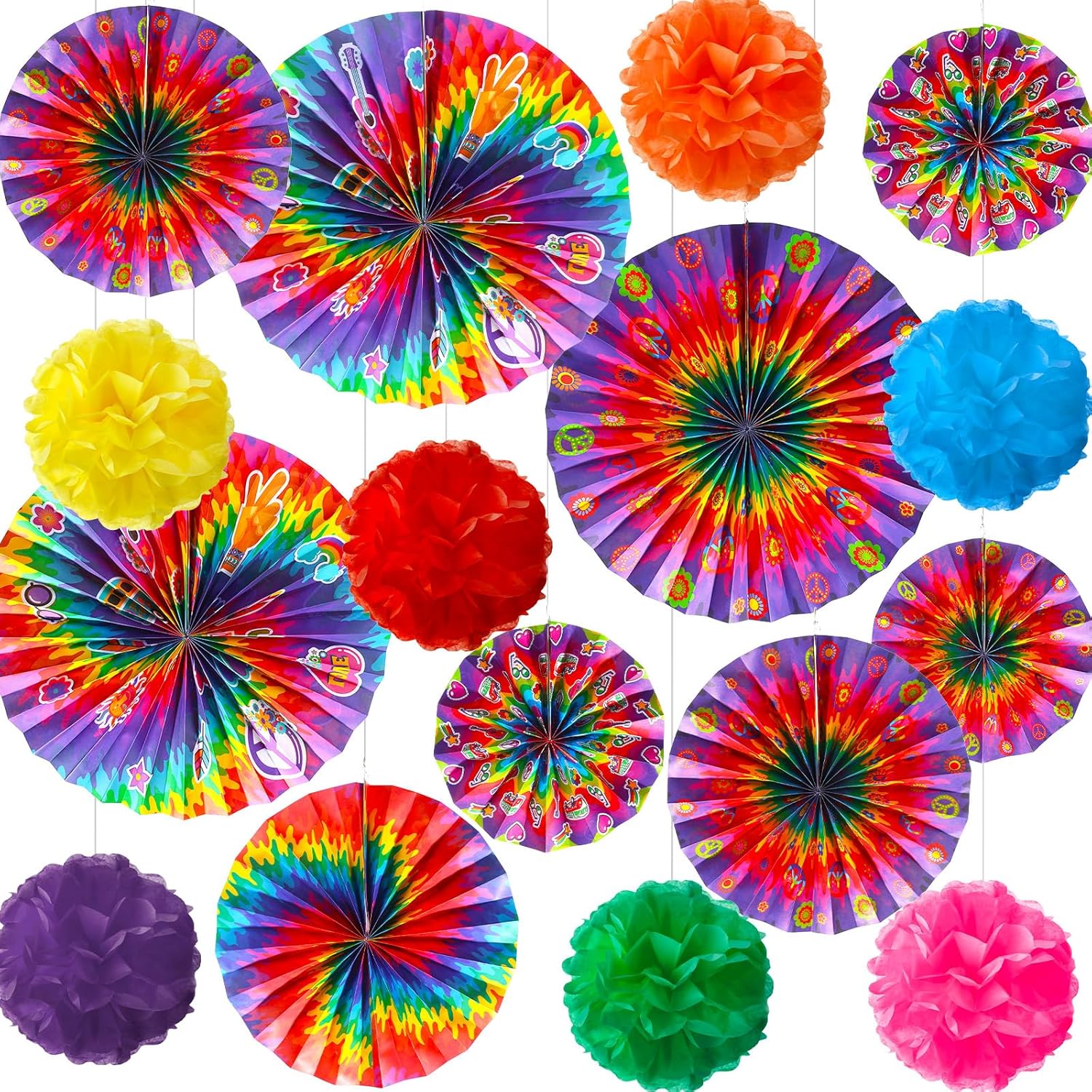 Outus 21 Pcs Hippie Party Decorations Set