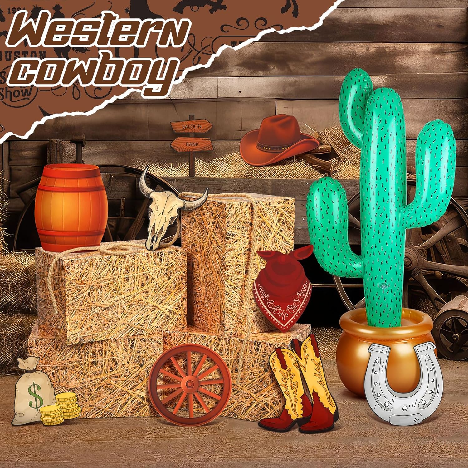 14 Pcs Western Cowboy Party Decorations Set