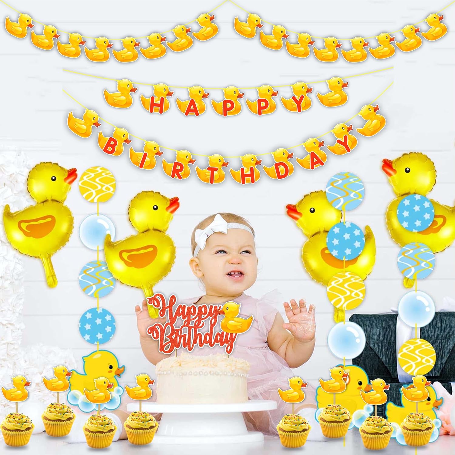 Seyal Cartoon Duck Theme Birthday Party Decorations Set