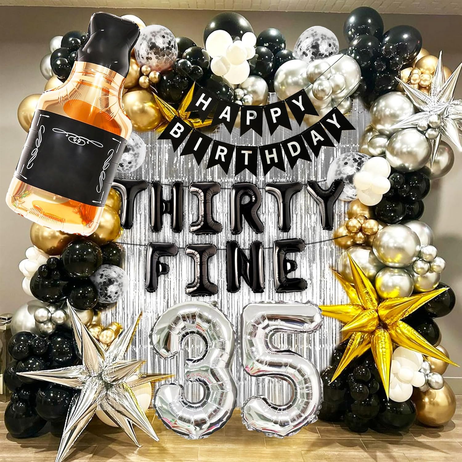 LaVenty 35th Birthday Balloons Set Whiskey Decorations