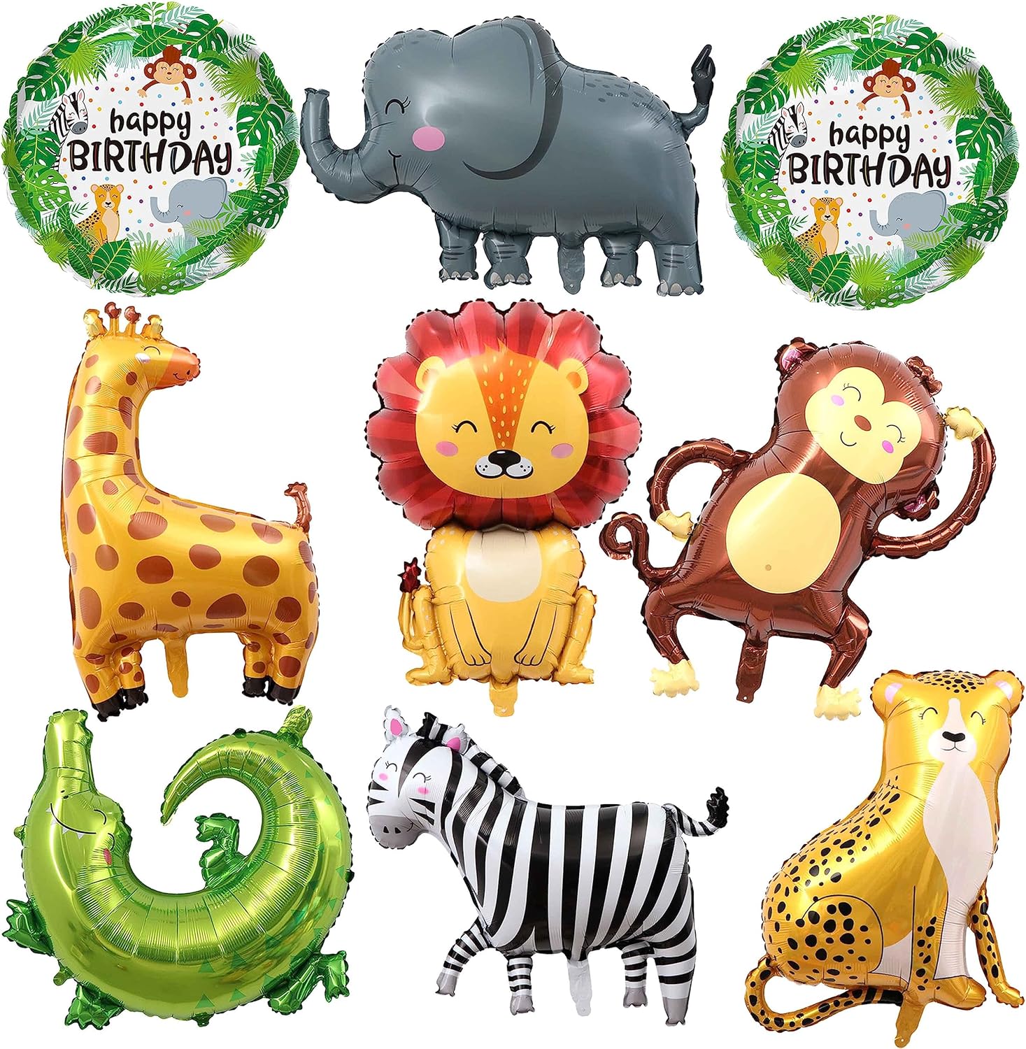 TUWUNA 9Pcs Safari Jungle Animal Balloons Set