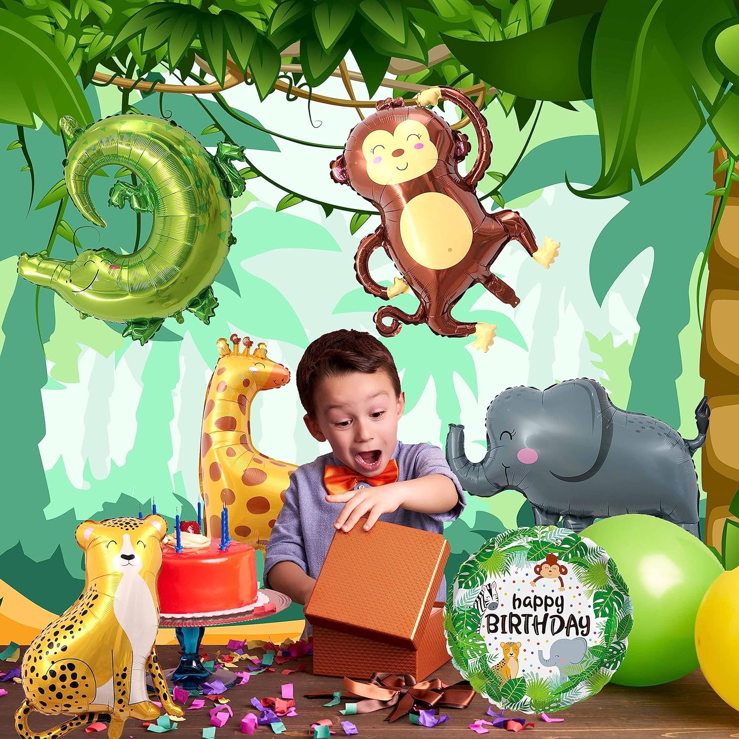 TUWUNA 9Pcs Safari Jungle Animal Balloons Set