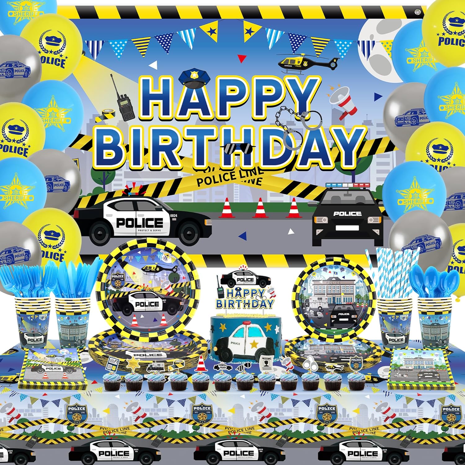 KEFAN Police Birthday Party Decorations Set