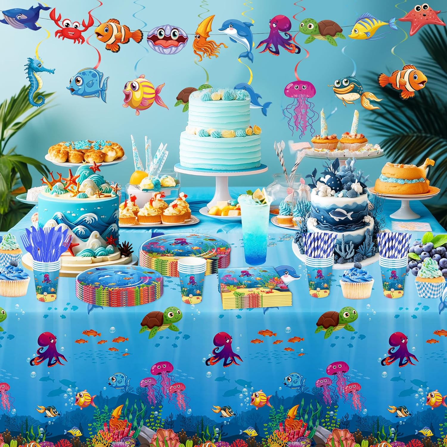 Under The Sea Party Decorations Tablecloth 3Pcs