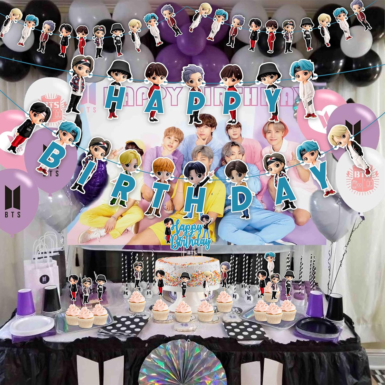 Seyal Tiny Tan BTS Theme Birthday Decorations