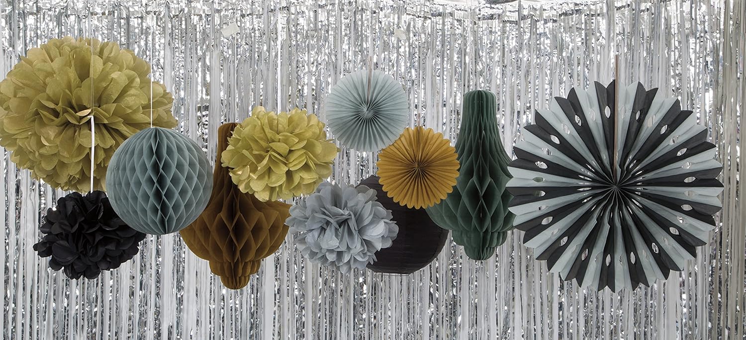 Black Mini Puff Tissue Decorations 3 Ct - Elegant Event Banners