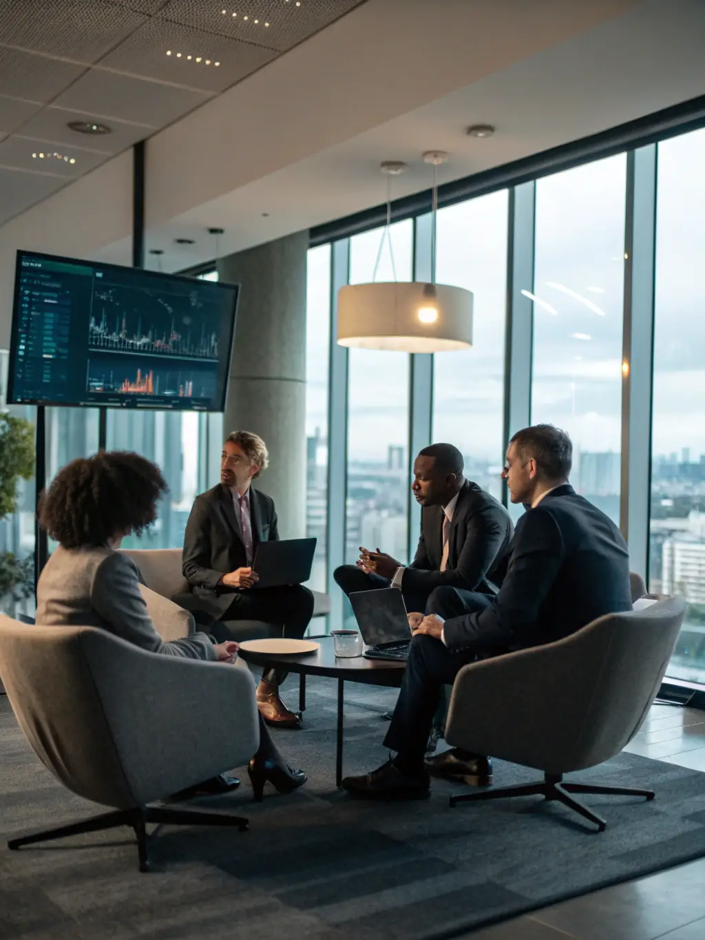 A team collaborating on a digital transformation strategy in a modern office setting.